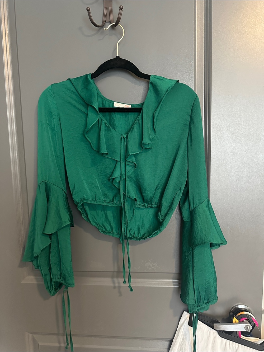 Gianni Bini Emerald Ruffle Tie-Front Blouse